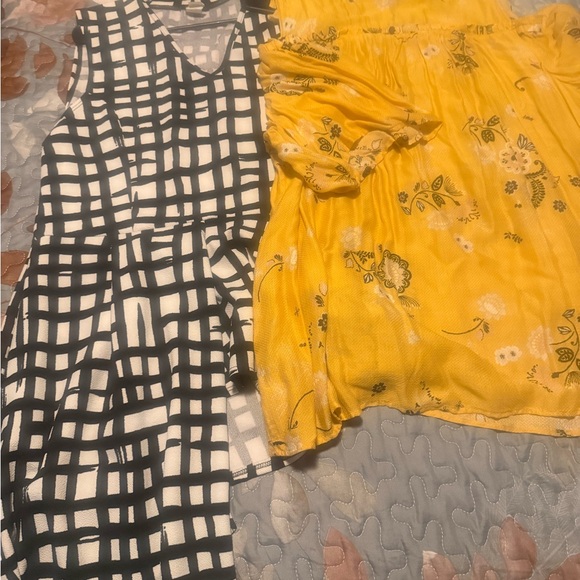 torrid Tops - Bundle: Black & White  hi-low top and Yellow Floral Top Duo
